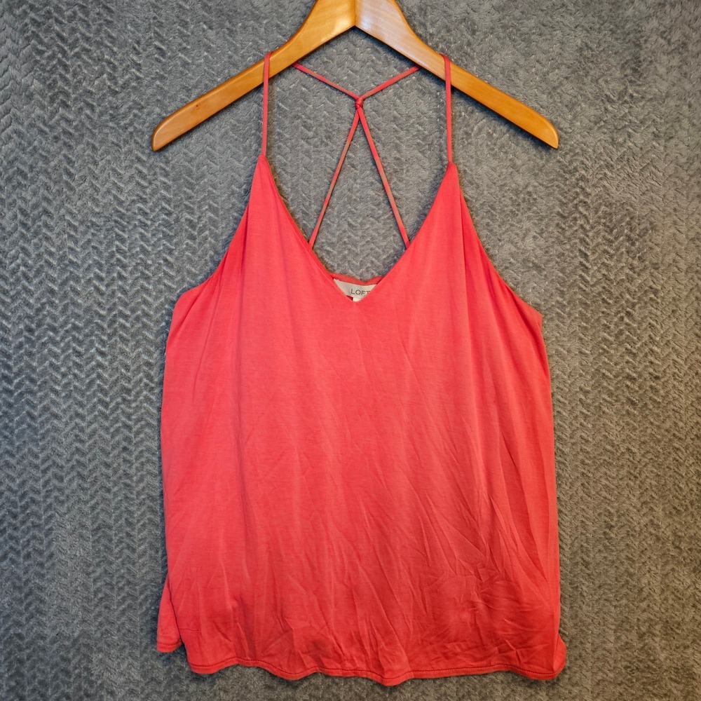Boho Summer LOFT Petites Coral Pink Strappy Y-Back V-Neck Cami Top MP